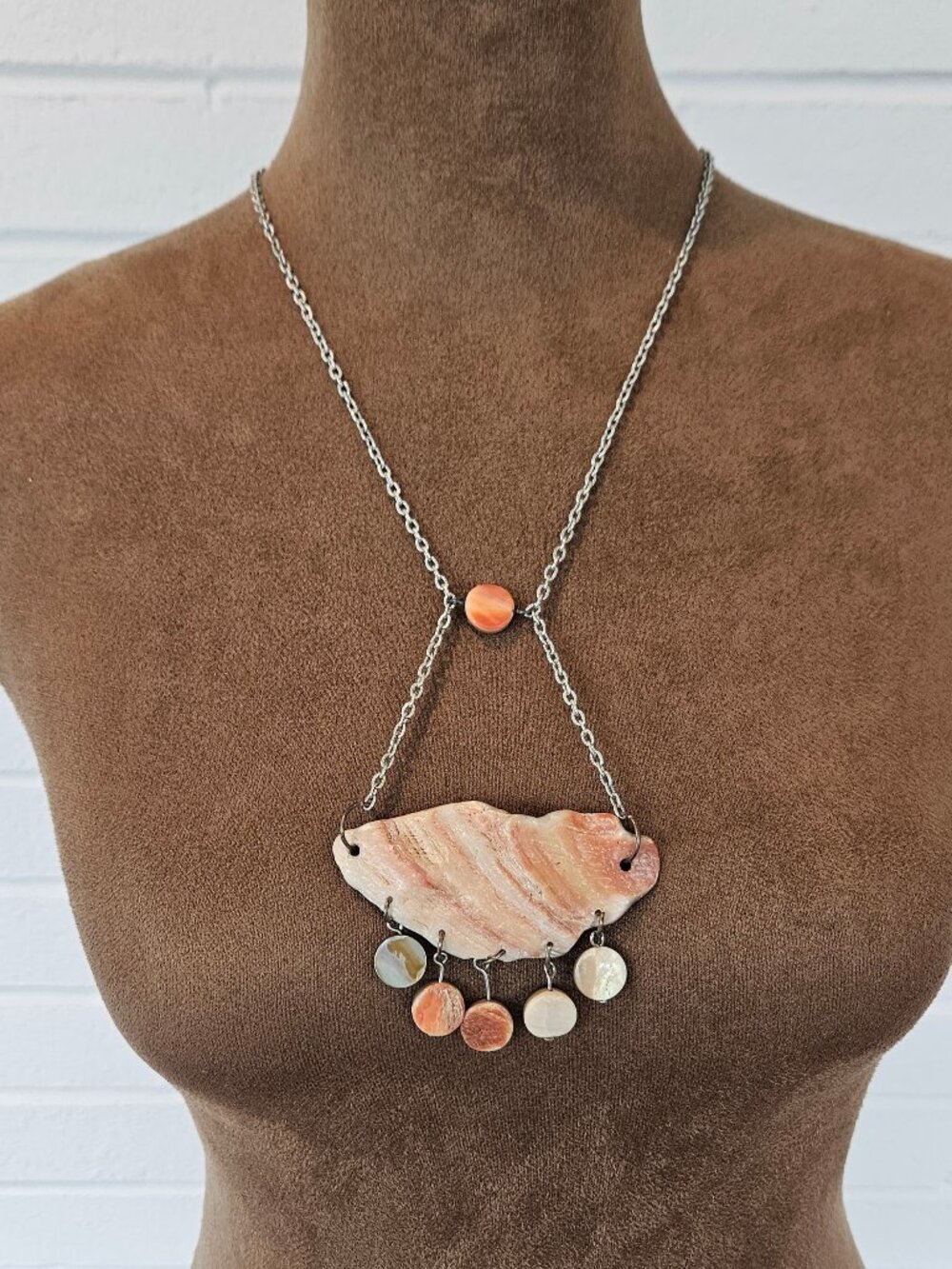 Reversable Shell and Mother of Pearl Necklace and Earring Set